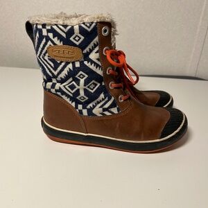 Keen Elsa Women 8.0 Ankle Boots Waterproof Lined Insulation Aztec Brown Blue